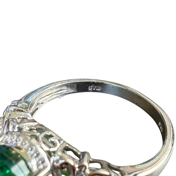 Exotic Peacock Quartz & Opal Ring in Sterling Silver Size 11 - Picture 5 of 9